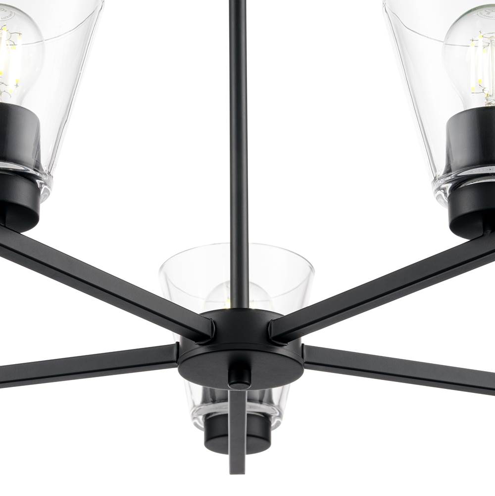 Millennium Lighting 64105-MB Matte Black Strayhan 24'' 5-light Chandelier - Matte Black Image 6