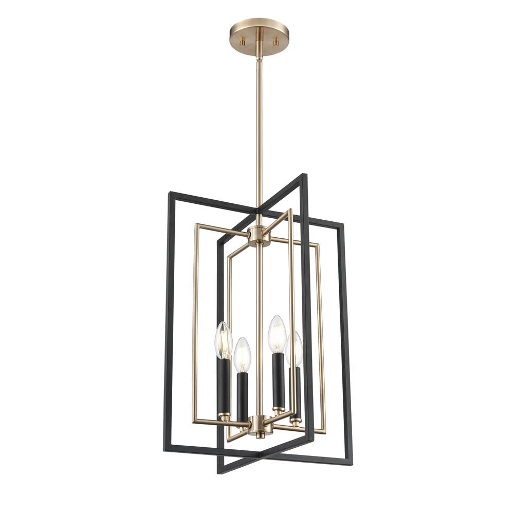 Millennium Lighting 91704-MB/MG Matte Black,Modern Gold Noelle 15'' Wide 4-light Pendant - Matte Black Image 1
