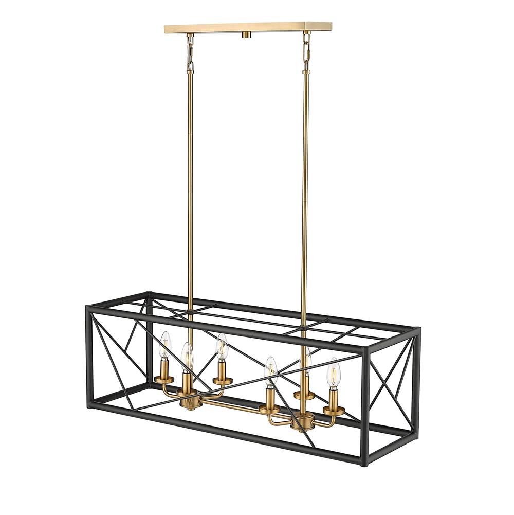 Millennium Lighting 13306-MB/VB Matte Black,Vintage Brass Chandelier Ceiling Light Image 4