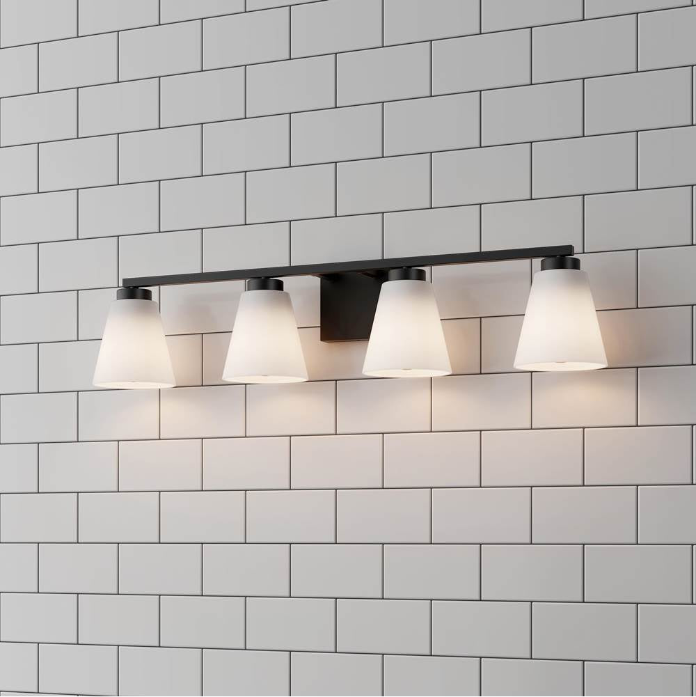 Millennium Lighting 64004WG-MB Matte Black Strayhan 31'' Wide 4-light Vanity Image 4
