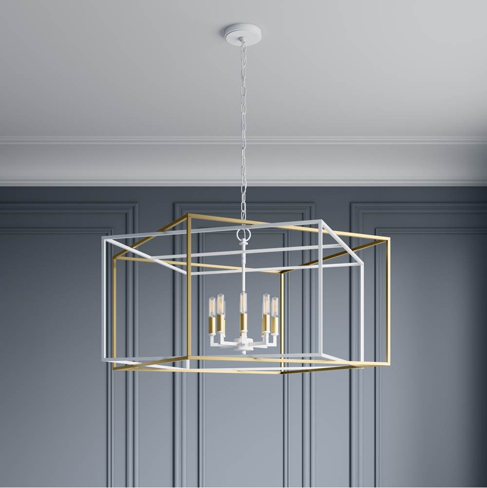 Millennium Lighting 22608-MW/VB Matte White,Vintage Brass Pendant Light Image 2