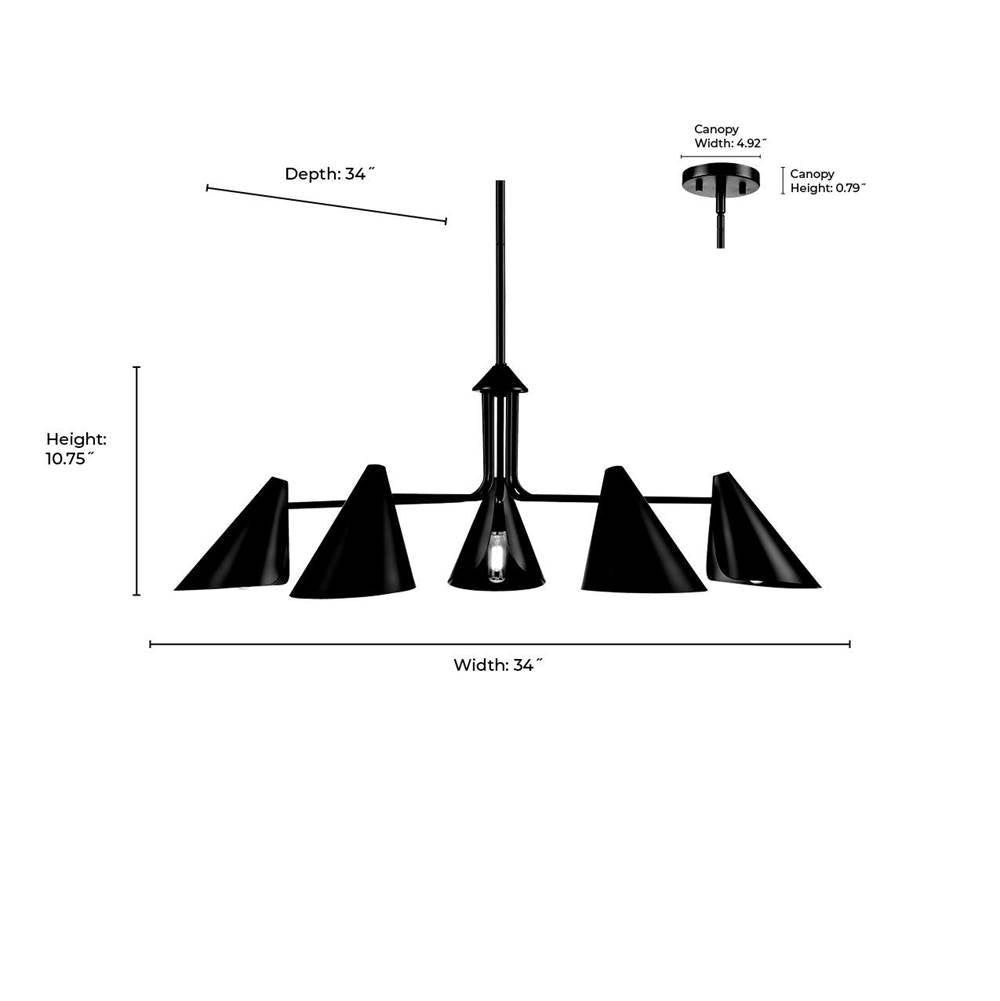 Millennium Lighting 99005-MB Matte Black Chandelier Ceiling Light Image 3