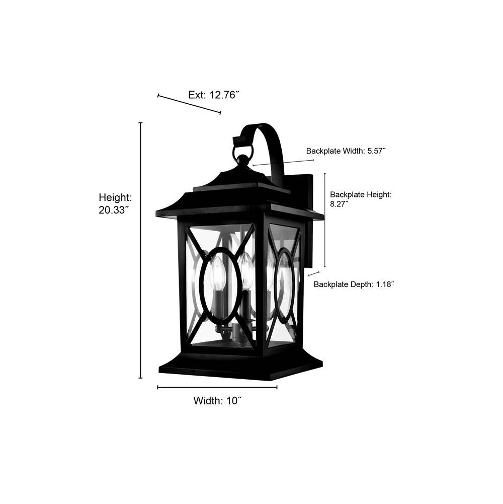 Millennium Lighting 85103-PBK Powder Coated Black Outdoor Wall Sconce Image 2