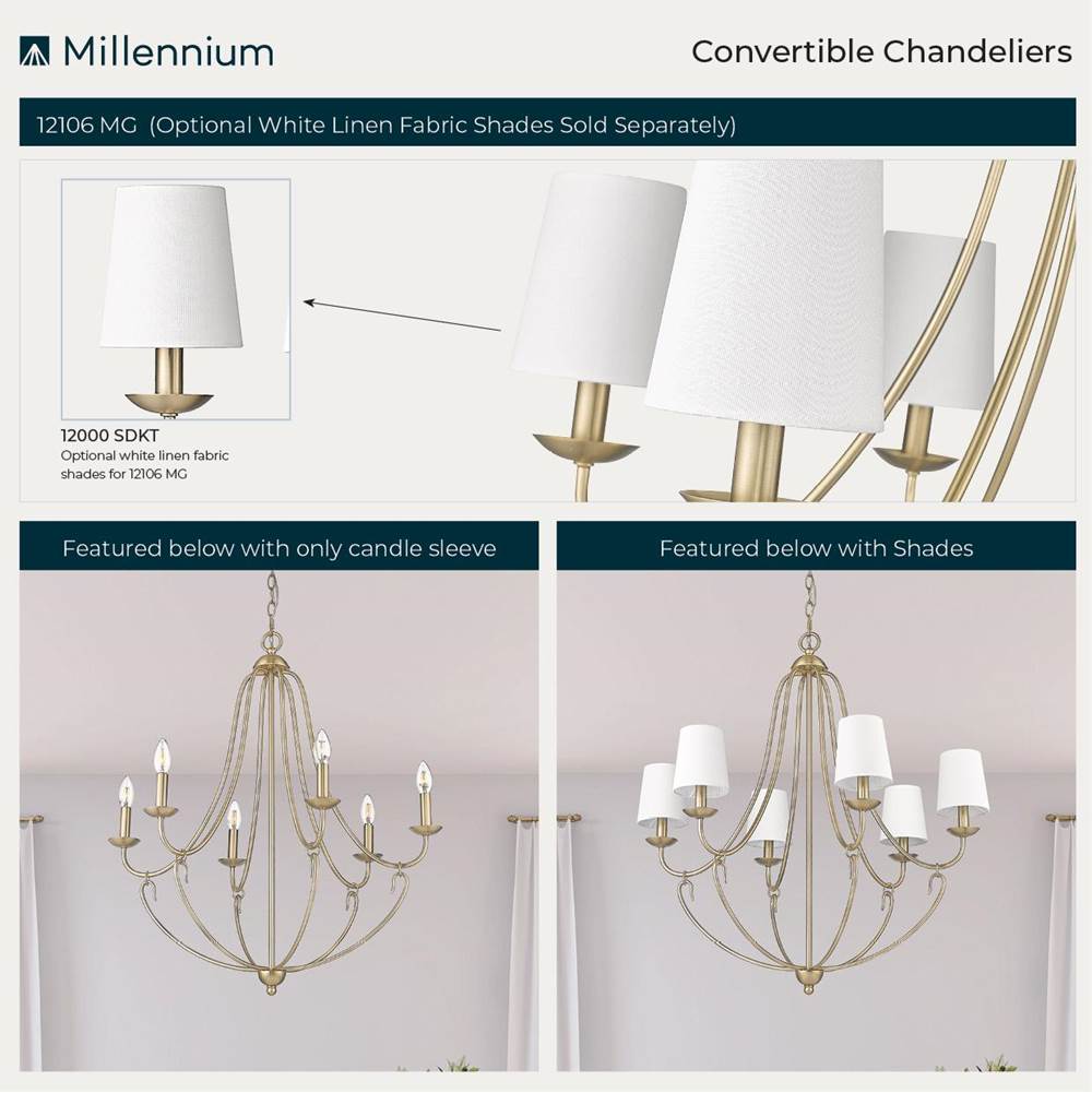 Millennium Lighting 12106-MG Modern Gold Chandelier Ceiling Light Image 2