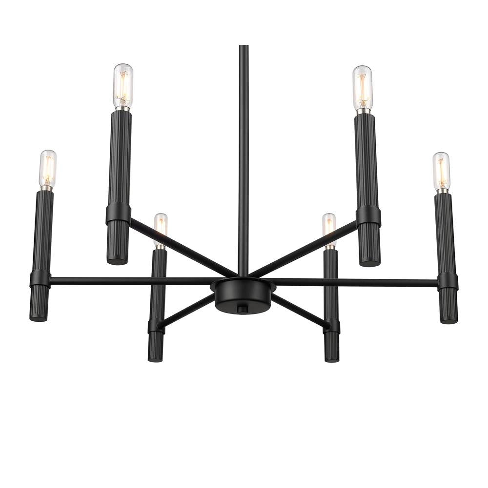 Millennium Lighting 25606-MB Matte Black Skyva 24.25'' Wide 6-light Chandelier - Matte Black Image 6