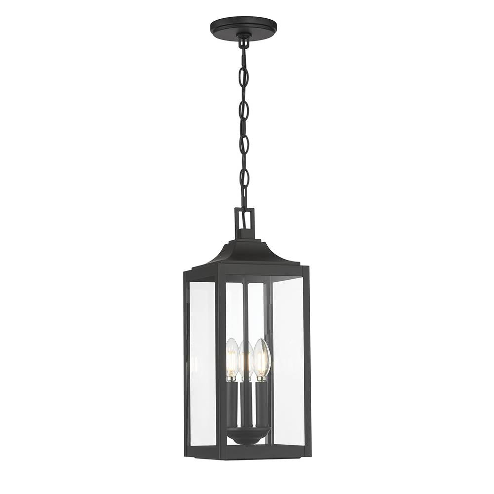 Millennium Lighting 402103-PBK Powder Coated Black Halston 7.25'' Wide 3-light Outdoor Hanging Lantern Image 1