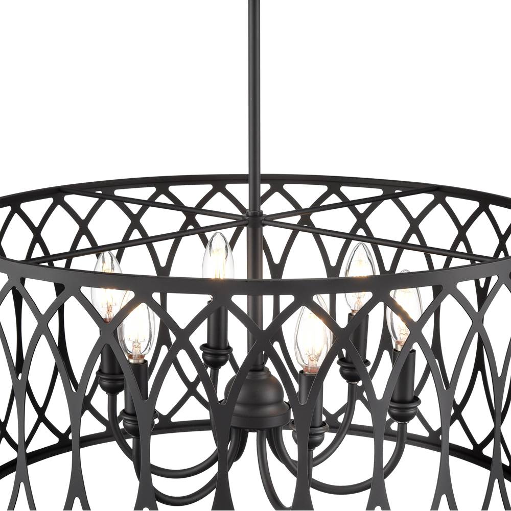 Millennium Lighting 42106-MB Matte Black Arelyn 23'' Wide 6-light Pendant - Matte Black Image 6