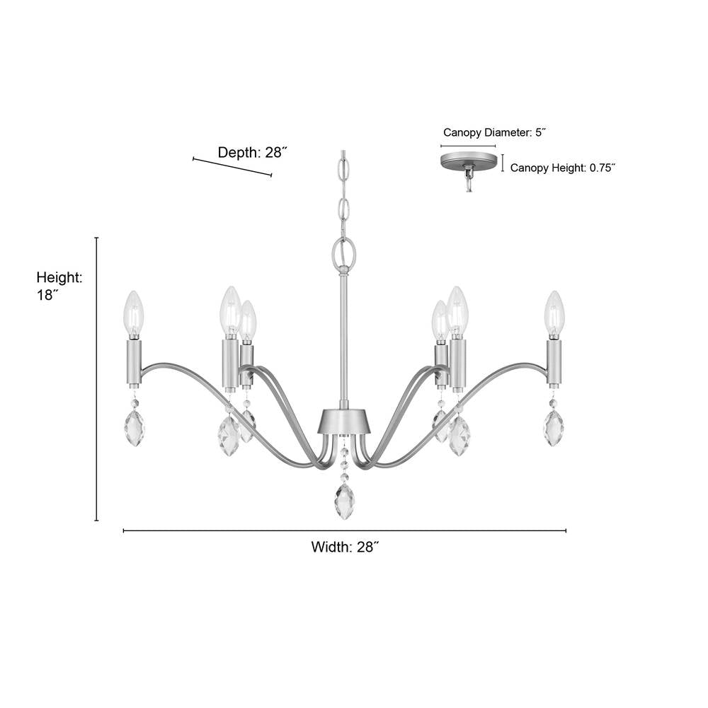 Millennium Lighting 205106-AGSI  Aureline 28'' Wide 6-light Chandelier Image 2