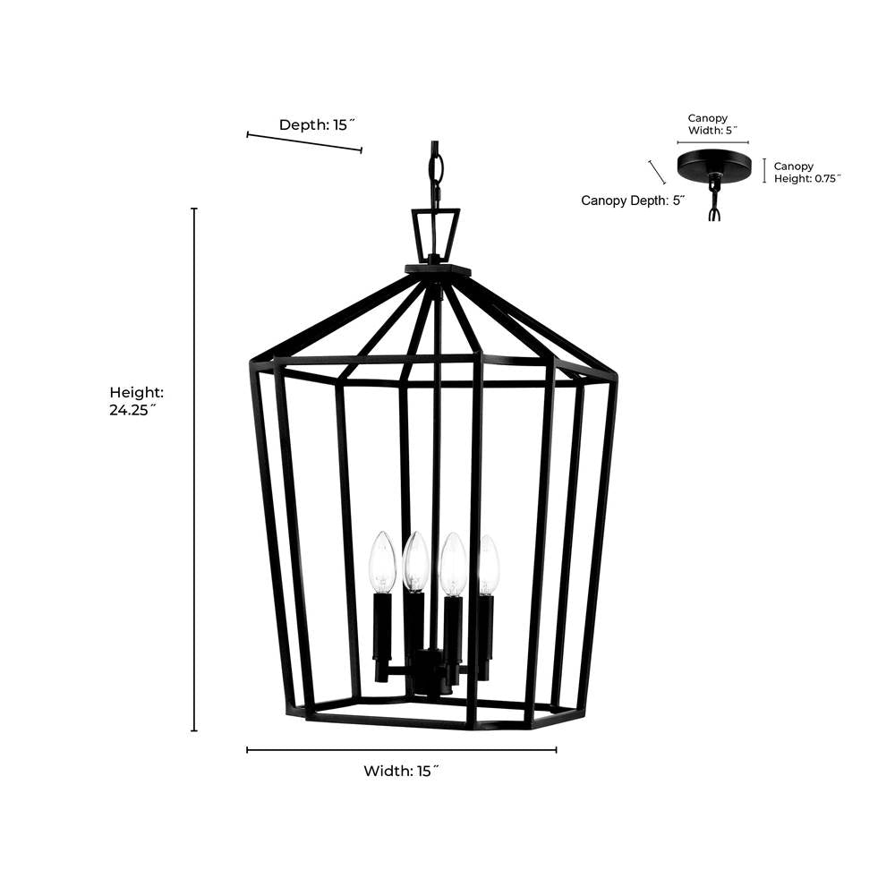 Millennium Lighting 91804-TBK Textured Black Hylena 15'' Wide 4-light Pendant - Textured Black Image 3