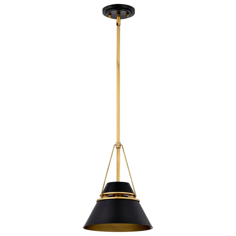 Nuvo Adina 1 Light Small Pendant; Matte Black And Natural Brass Finish