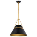 Nuvo Adina 3 Light Large Pendant; Matte Black And Natural Brass Finish
