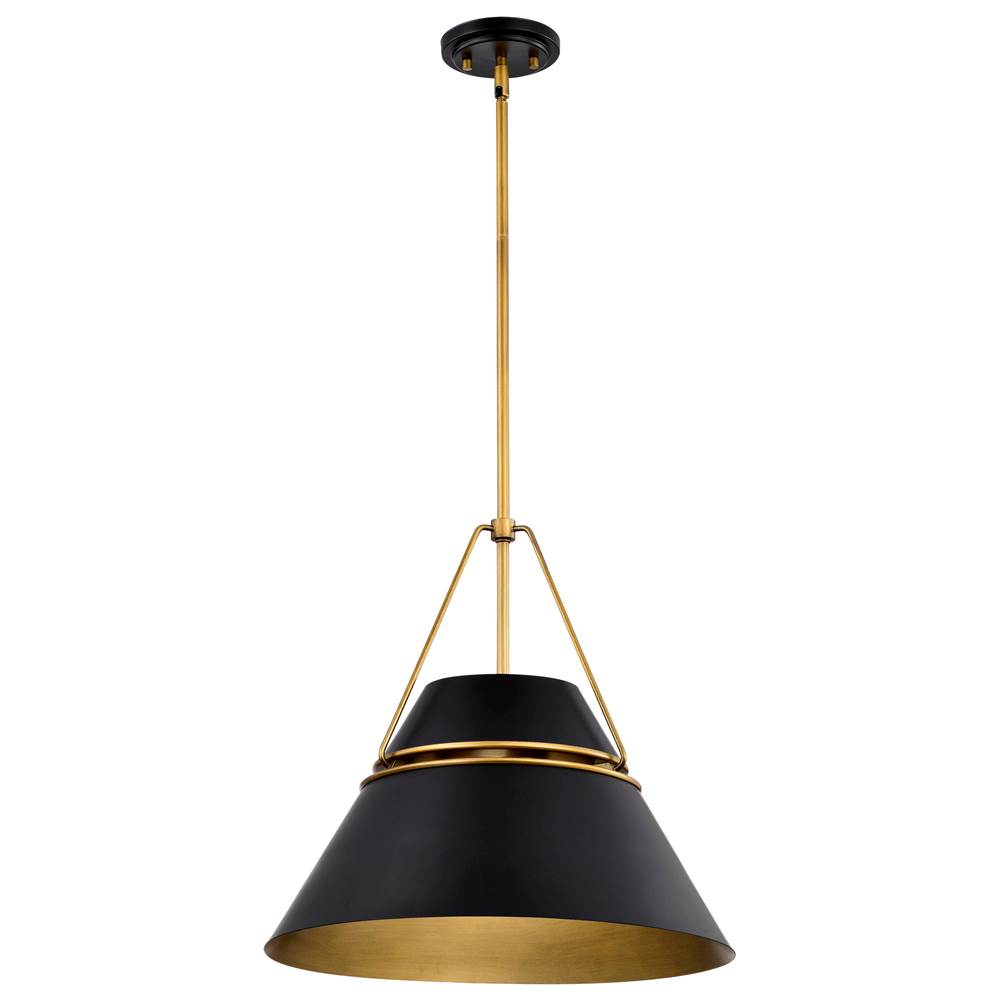 Nuvo Adina 3 Light Large Pendant; Matte Black And Natural Brass Finish