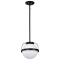 Nuvo Lakeshore 1 Light Small Pendant; Matte Black And Natural Brass Finish; White Opal Glass
