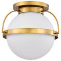 Nuvo Lakeshore 1 Light Large Flush; Natural Brass Finish; White Opal Glass