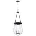 Nuvo Boliver 3 Light Pendant; 14 Inches; Matte Black Finish; Clear Seeded Glass