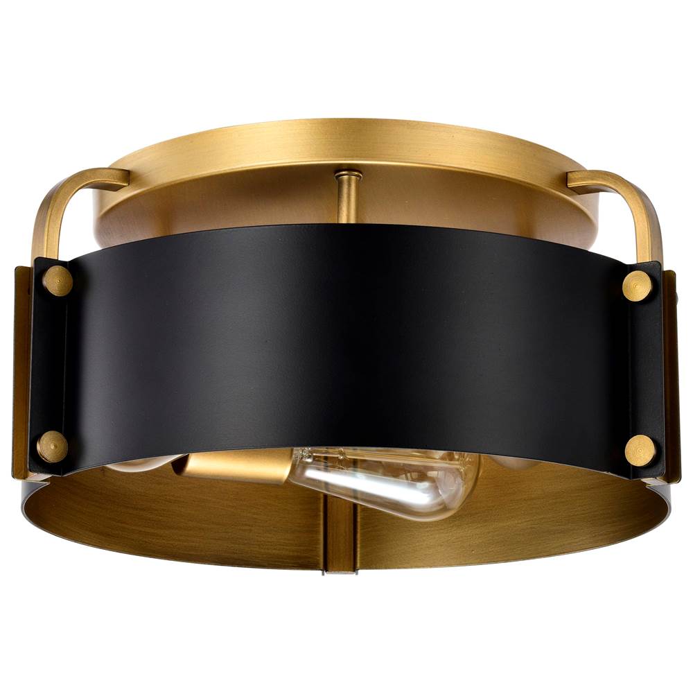 Nuvo Altos 3 Light Semi Flush; 14 Inches; Matte Black And Natural Brass Finish