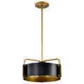 Nuvo Altos 3 Light Small Pendant; Matte Black And Natural Brass Finish