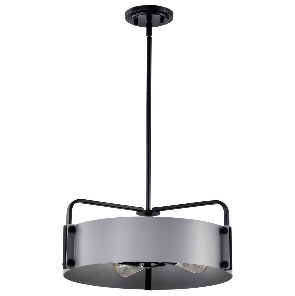 Nuvo Altos 4 Light Medium Pendant; Gray And Matte Black Finish
