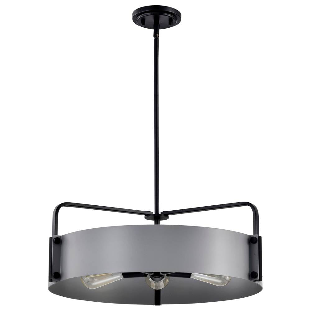 Nuvo Altos 5 Light Large Pendant; Gray And Matte Black Finish