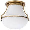 Nuvo Valdora 1 Light Flush Mount; 10 Inches; Natural Brass Finish; White Opal Glass