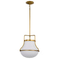 Nuvo Valdora 1 Light Pendant; 14 Inches; Natural Brass Finish; White Opal Glass