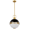 Nuvo Everton 2 Light 14 Light Pendant; 14 Inches; Matte Black And Brass Finish; Etched Opal Glass
