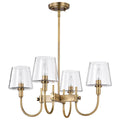 Nuvo Brookside 4 Light Chandelier; Vintage Brass Finish; Clear Glass