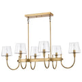 Nuvo Brookside 6 Light Island Pendant; Vintage Brass Finish; Clear Glass