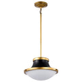 Nuvo Lafayette 1 Light Pendant; 14 Inches; Matte Black Finish With Natural Brass Accents And White Opal Glass