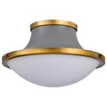 Nuvo Lafayette 1 Light Flush Mount Fixture; 18 Inches; Gray Finish With Natural Brass Accents And White Opal Glass