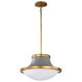 Nuvo Lafayette 1 Light Pendant; 18 Inches; Gray Finish With Natural Brass Accents And White Opal Glass