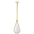 Nuvo Admiral 1 Light Pendant; 6 Inches; Matte White And Natural Brass Finish; White Opal Glass