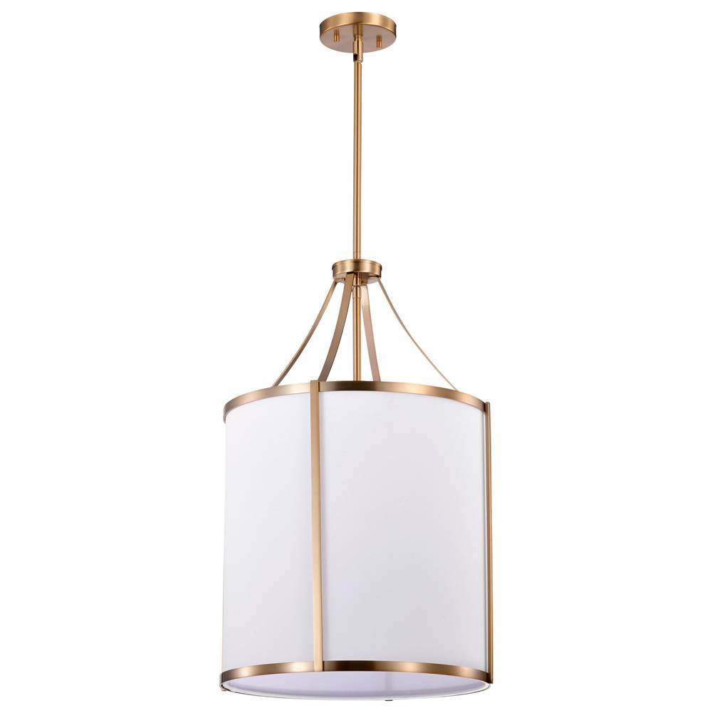 Nuvo Easton 3 Light Pendant; Burnished Brass Finish; White Linen Shade
