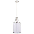 Nuvo Easton 1 Light Pendant; Polished Nickel Finish; White Linen Shade