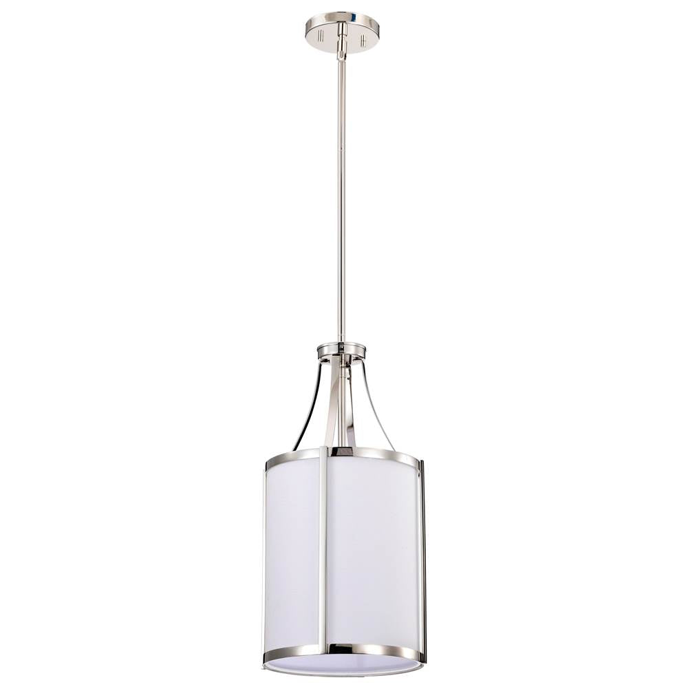 Nuvo Easton 1 Light Pendant; Polished Nickel Finish; White Linen Shade
