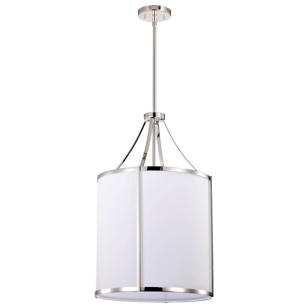 Nuvo Easton 3 Light Pendant; Polished Nickel Finish; White Linen Shade