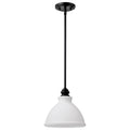 Nuvo Russel; 10 Inch Mini Pendant; Matte Black With Satin White Glass