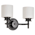 Nuvo Warren; 2 Light Vanity; Gun Metal With Satin White Glass
