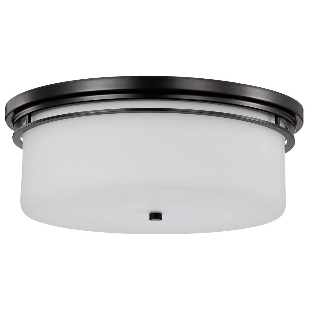 Nuvo Warren; 15 Inch Flush Mount; Gun Metal With Satin White Glass