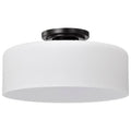 Nuvo Warren; 13 Inch Semi Flush Mount; Gun Metal With Satin White Glass