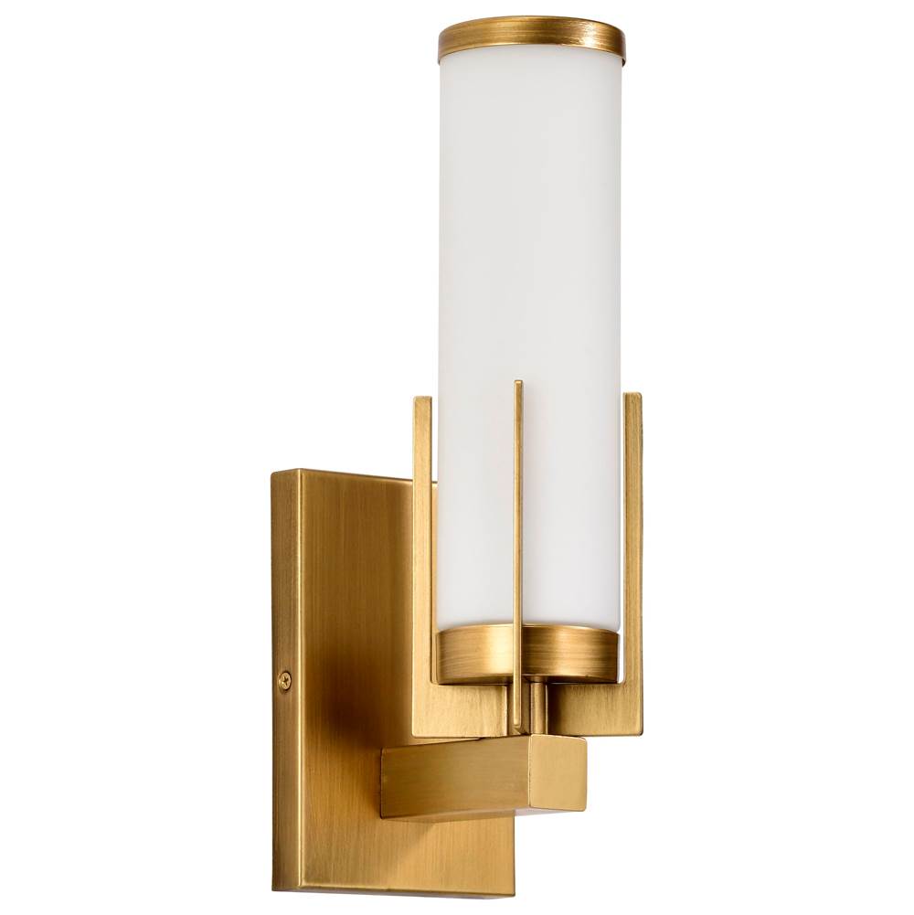 Nuvo Roselle; 1 Light Vanity; Natural Brass With White Glass