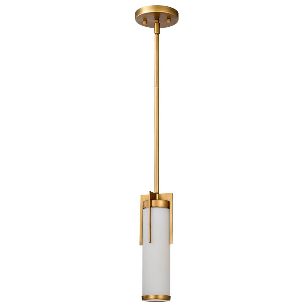 Nuvo Roselle; Mini Pendant; Natural Brass With White Glass