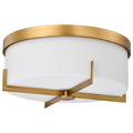 Nuvo Roselle; 15 Inch Flush Mount; Natural Brass With White Glass