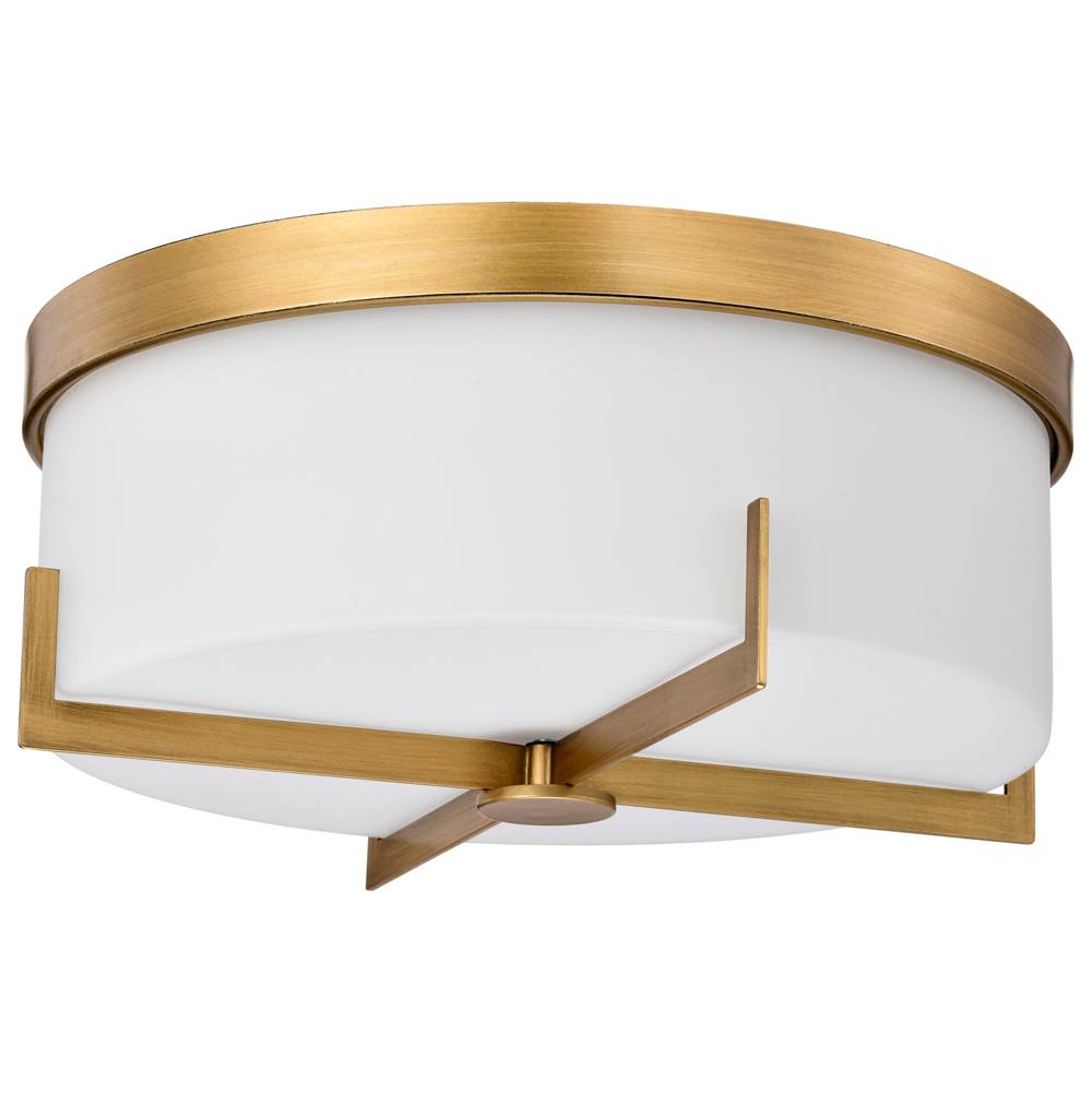 Nuvo Roselle; 15 Inch Flush Mount; Natural Brass With White Glass