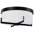 Nuvo Roselle; 15 Inch Flush Mount; Matte Black With White Glass