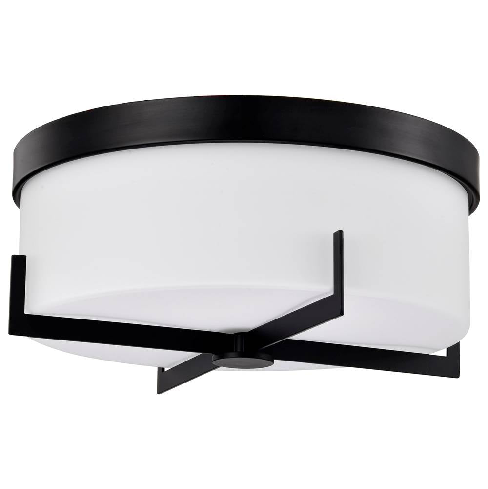Nuvo Roselle; 15 Inch Flush Mount; Matte Black With White Glass
