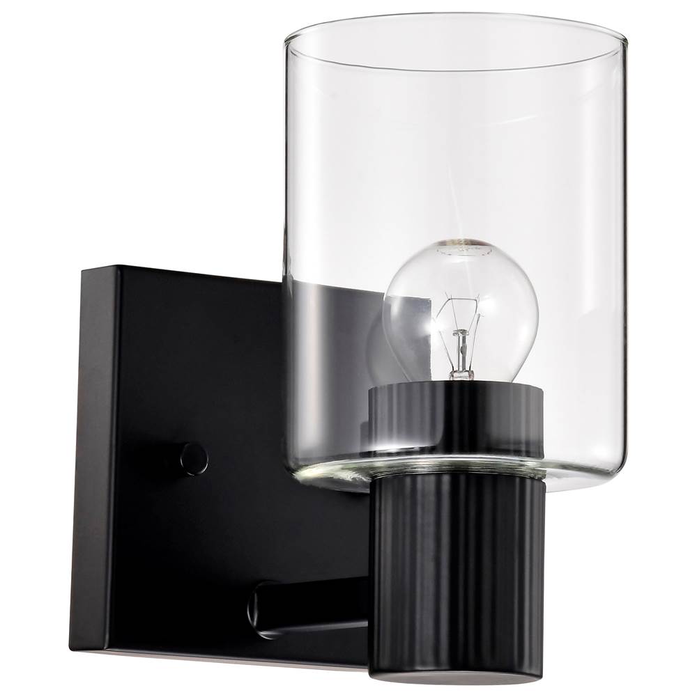 Nuvo Clarksville; 1 Light Vanity; Matte Black With Clear Glass