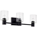 Nuvo Clarksville; 3 Light Vanity; Matte Black With Clear Glass