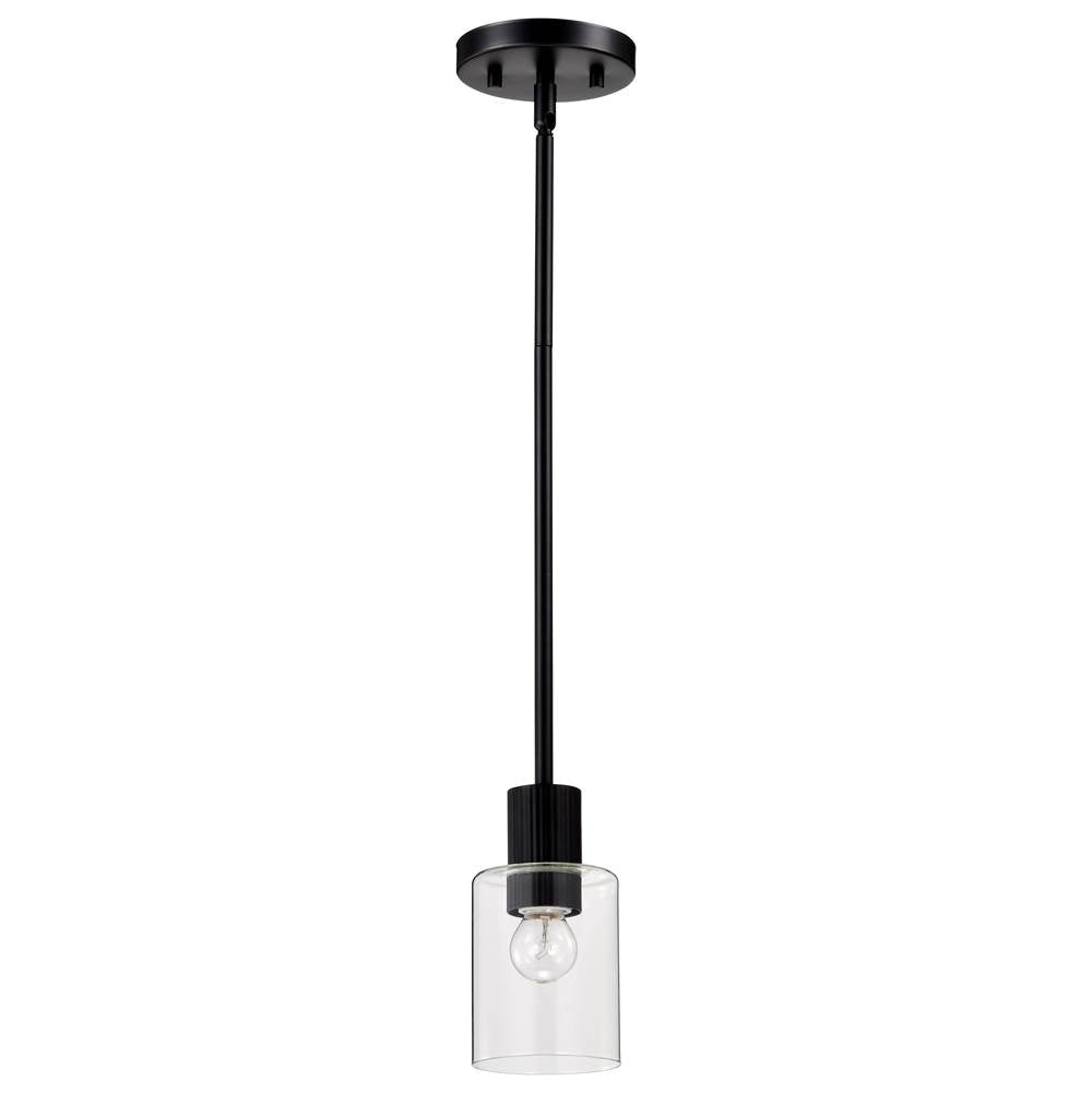 Nuvo Clarksville; 5 Inch Mini Pendant; Matte Black With Clear Glass