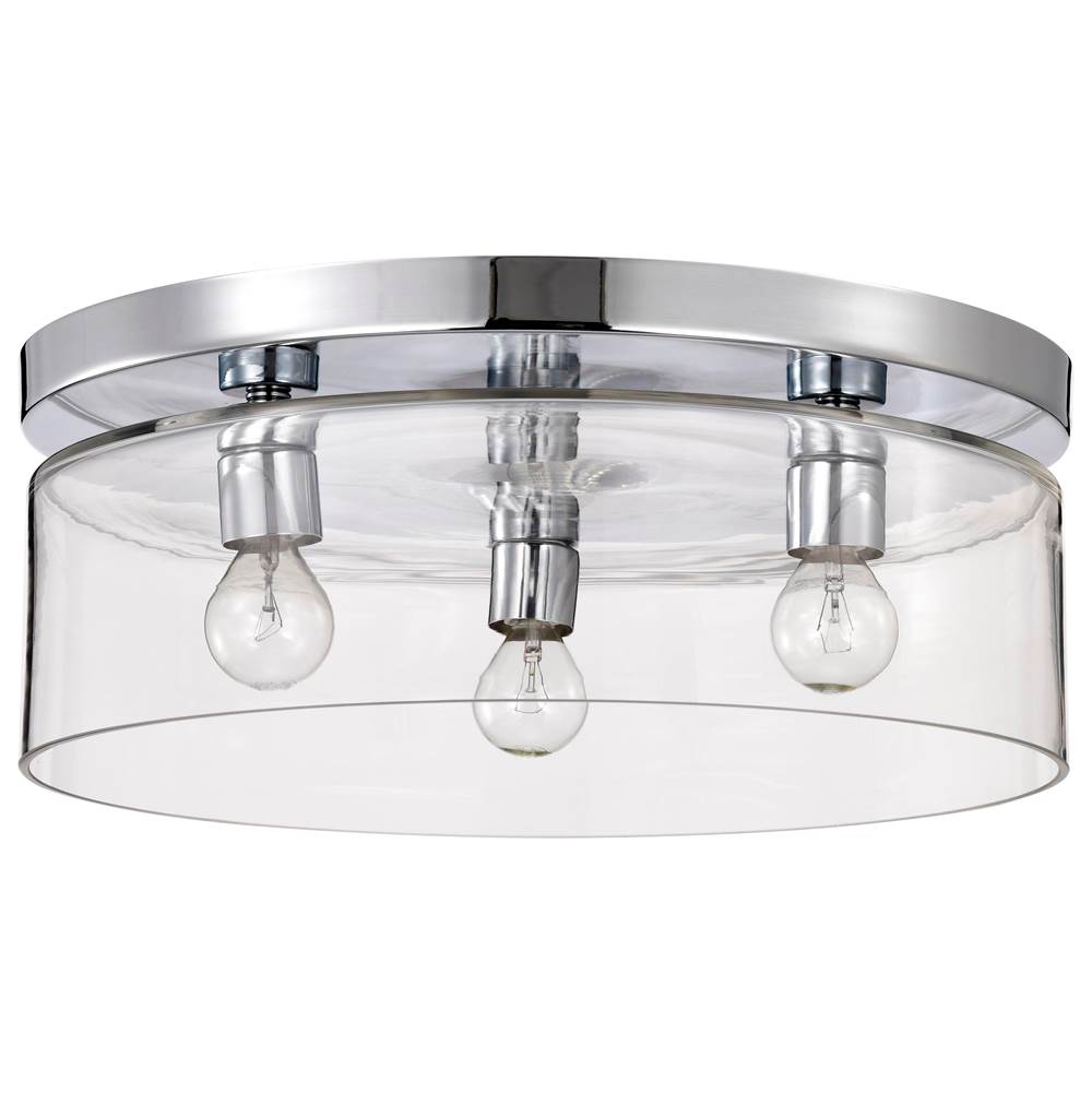 Nuvo Marlowe; 15 Inch Flush Mount; Polished Nickel With Clear Glass